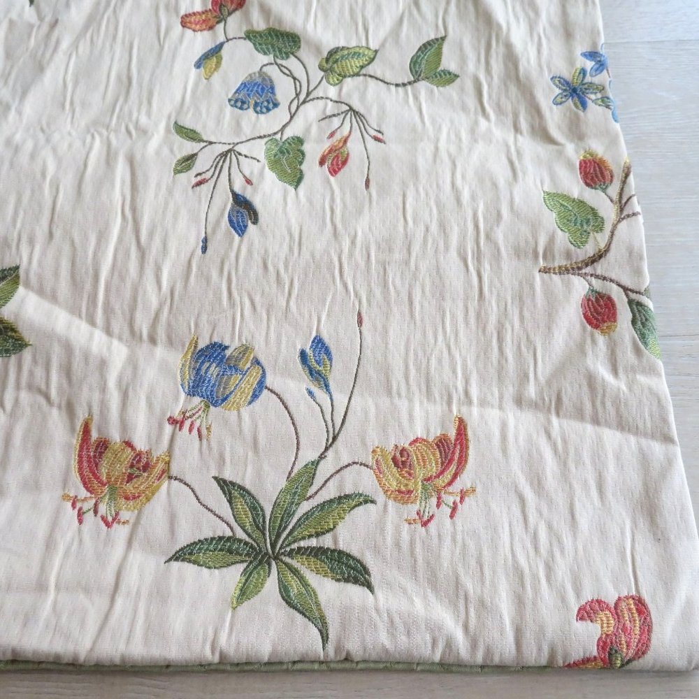 Pair 2 Custom Made Pillow Covers Textured Floral Embroidery Tan Reversable 16x22